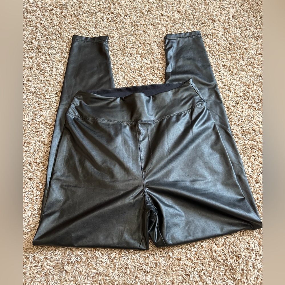 Offline by Aerie Faux Leather Leggings Black Women's size Large